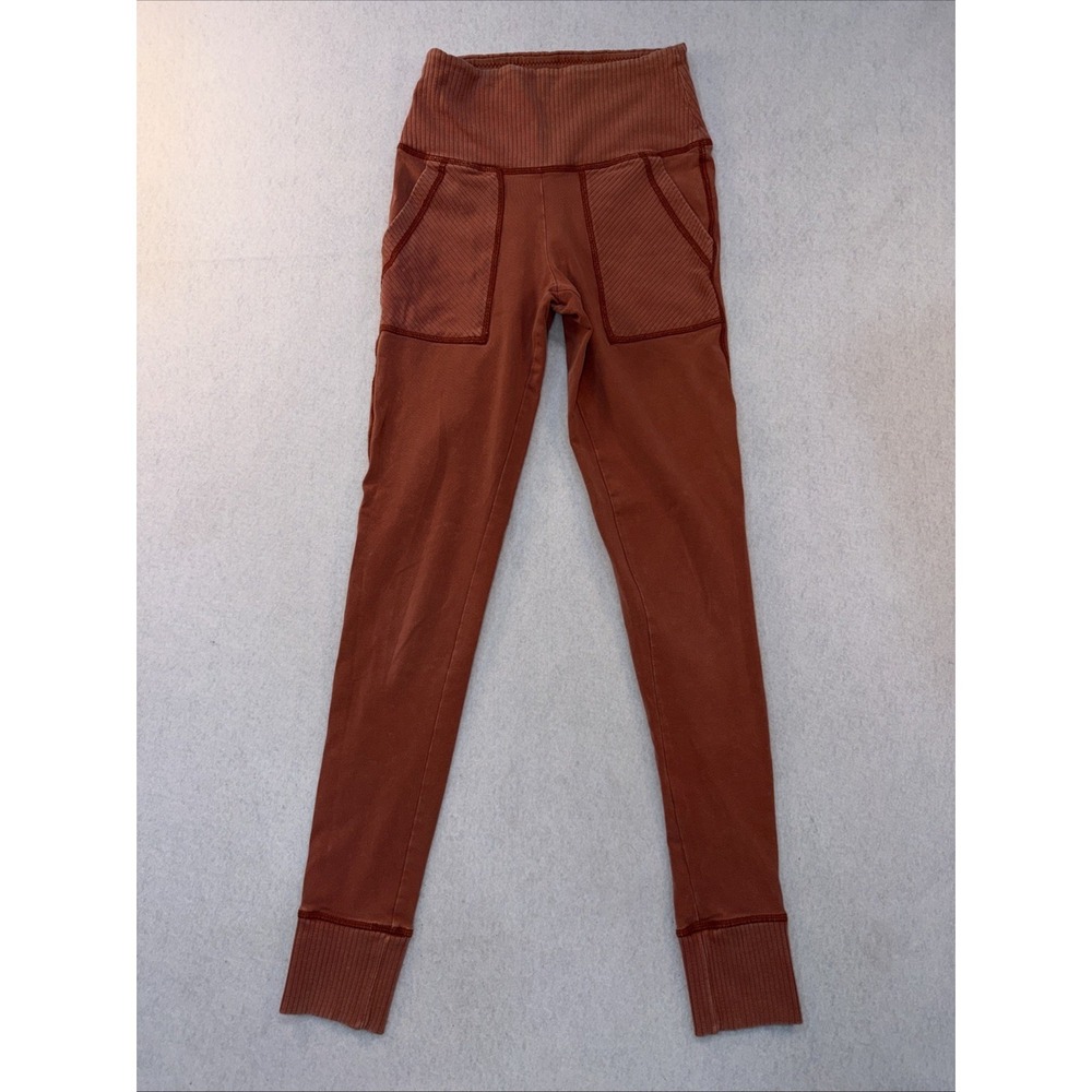 Aerie Womens Ribbed Skinny Joggers-Rust Color-Size Extra Small Long